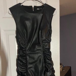 zara leather mini dress